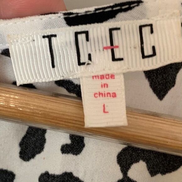 TCEC Romper, NWOT, sz L, white with black leopard print, lined - Picture 7 of 16